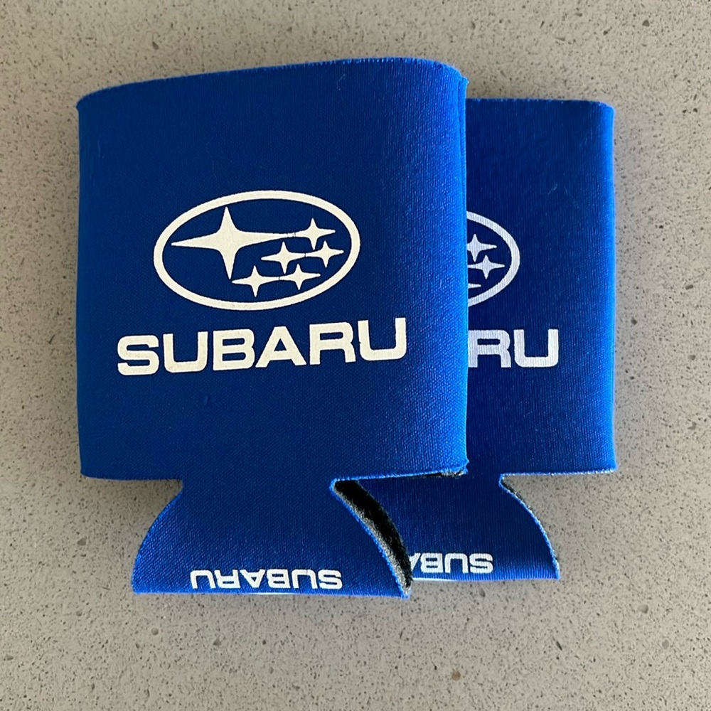 Subaru blue koozies
